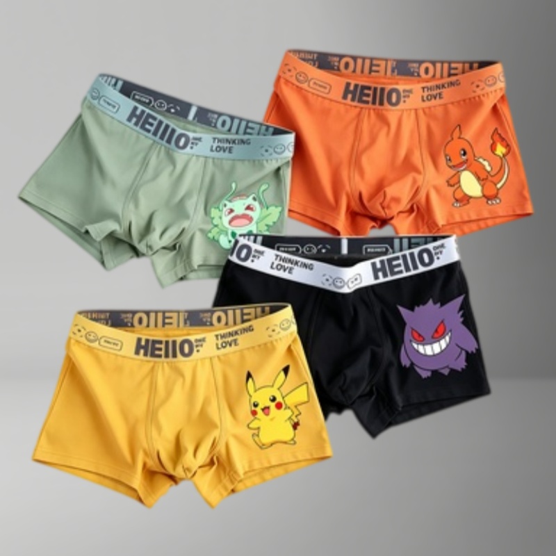 Boxer Brief Pack Cotton - Erkek Boxer Külot Gengar Charizard Bulbasaur