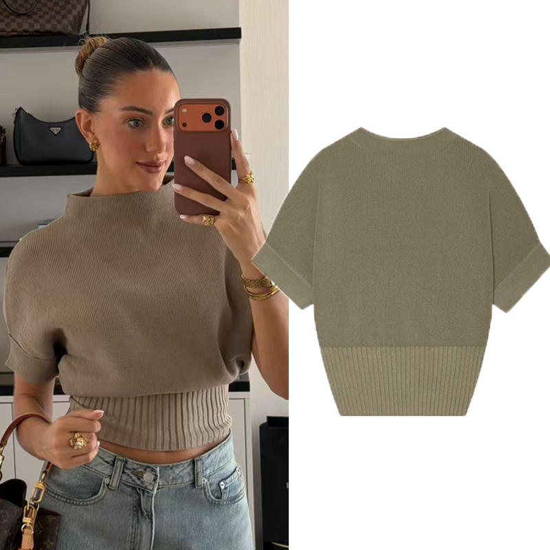 Tank Top Ribbed - Kadınlar için Kısa, Fitilli Örgü Yelek,