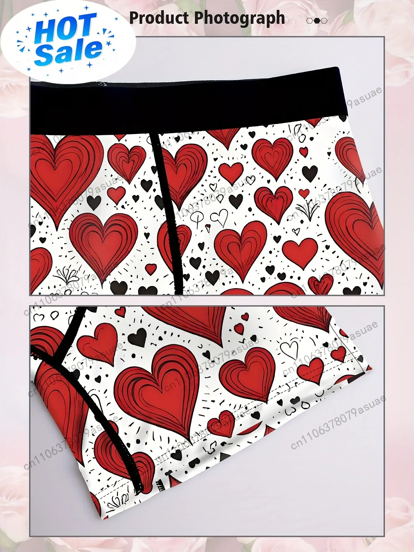 1 adet Erkek Kalp Desenli Boxe - Quick Dry Underwear incelemesi ve fiyatı